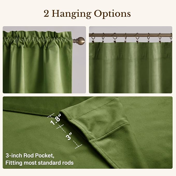 Grass Green Valance for Windows 52x18 Inch 1 Panel | Bright Wavy Green Kitchen Window Treatment, Spring Decorative Short Drapes for Bathroom, Kids Room, Rod Pocket - Image 4