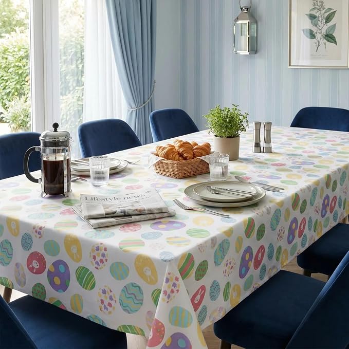 Urban Villa Tablecloth Cotton Rectangle Tabletop 60x102(8-102Seat) Eggprint by CottonTrends