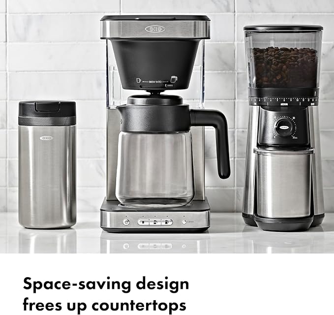 OXO Brew 8-Cup Drip Coffee Maker - Glass Carafe | Podless Single-Serve and Full Carafe Options, SCA Certified Home Brewer, Temperature Control Setting - Image 6