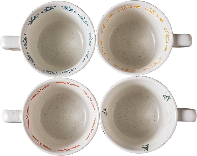 Ceramic Mugs 11 oz Unique Luxurious Cups Set of 4, Mug for Coffee Milk Latte Cappuccino Tea, Office Home Dishwasher Microwave Freezer Safe Stoneware Handmade Minimalist Mixed Cup - Image 9