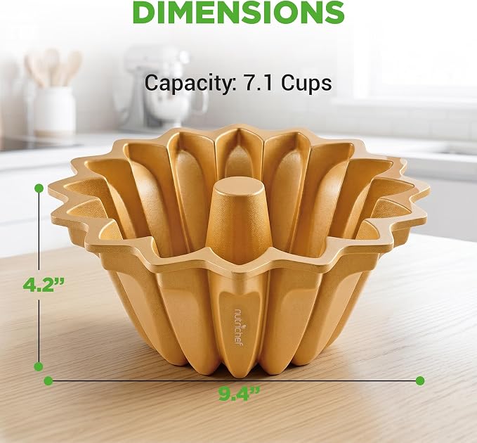 NutriChef 9 Inch Cake Pan - 7 Cups Die-Cast Aluminum Cake Mold for Baking - Sloped Edges for Uniform Baking, Nonstick for Easy Release and Even Bake, Durable Design, Ideal for Desserts and Casseroles - Image 8