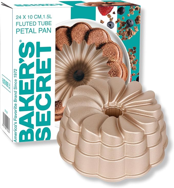 Baker's Secret for Fluted Cake Pan, Fluted Cake Pans, Perfect for Fluted Cakes, Die Cast Aluminum Cake Pans, 2 Layers Non-stick Coating, Novelty Cake Pan - The Cast Aluminum Collection (Petal) - Image 4