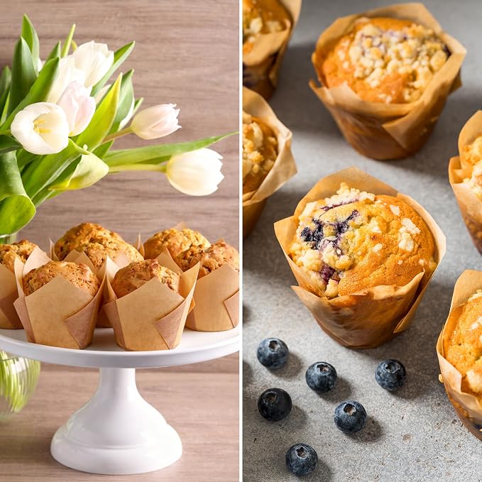 150 Pcs Mini Cupcake Liners Muffin Liners Baking Cups | Tulip Cupcake Liner for Baking Wedding, Birthday, Baby Shower Parties, Natural - Image 6