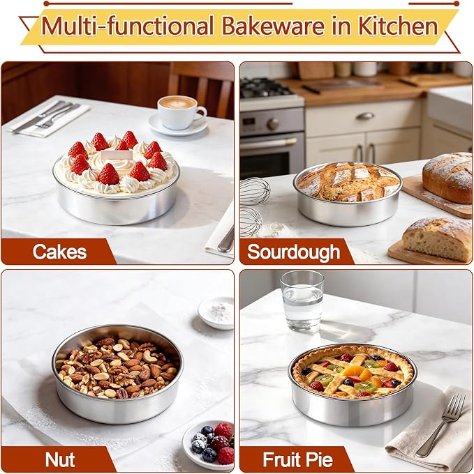 P&P CHEF 7 Inch Cake Pan Set of 1, Stainless Steel Round Cake Baking Pan | Layer Cake Tin Bakeware for Cooking Steaming, Ideal for Birthday Wedding Anniversary, Fit for Home & Commercial Use - Image 5