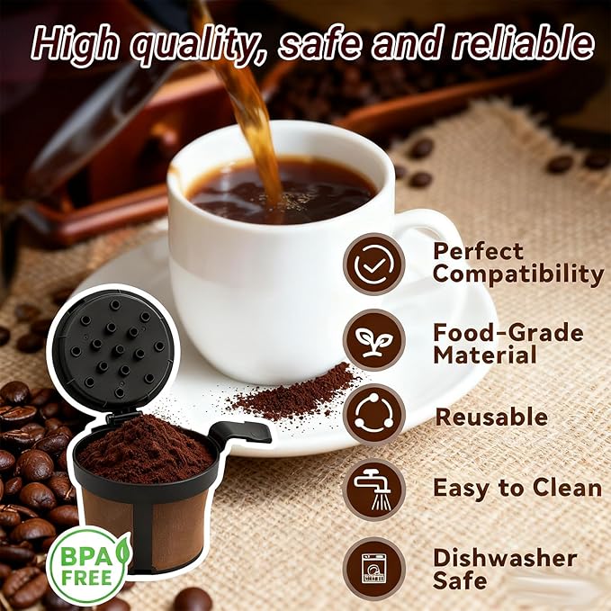Coffee filter compatible with Ninja PB051 / PB040 / p1b04 coffee grinder compatible with Ninja beans - gold 304 stainless steel mesh reusable - Coffee pod accessories 1PCS