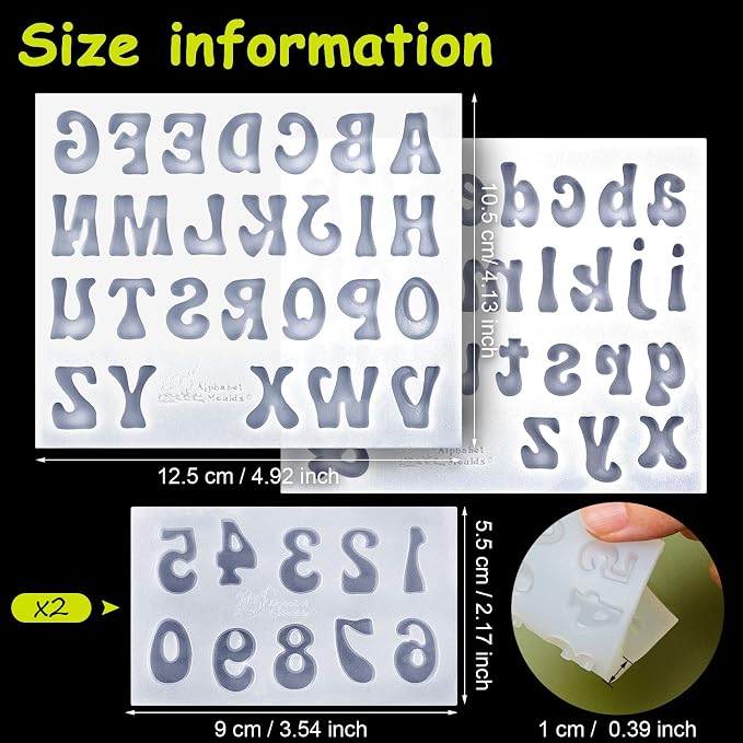 Patelai 4 Pcs Silicone letter molds for chocolate Letter Numbers Molds valentines Day DIY Non stick and Easy to Release 0-9 Number and 26 for Baking Desserts Cake Party Favors(0.7 Inch,Transparent) - Image 2