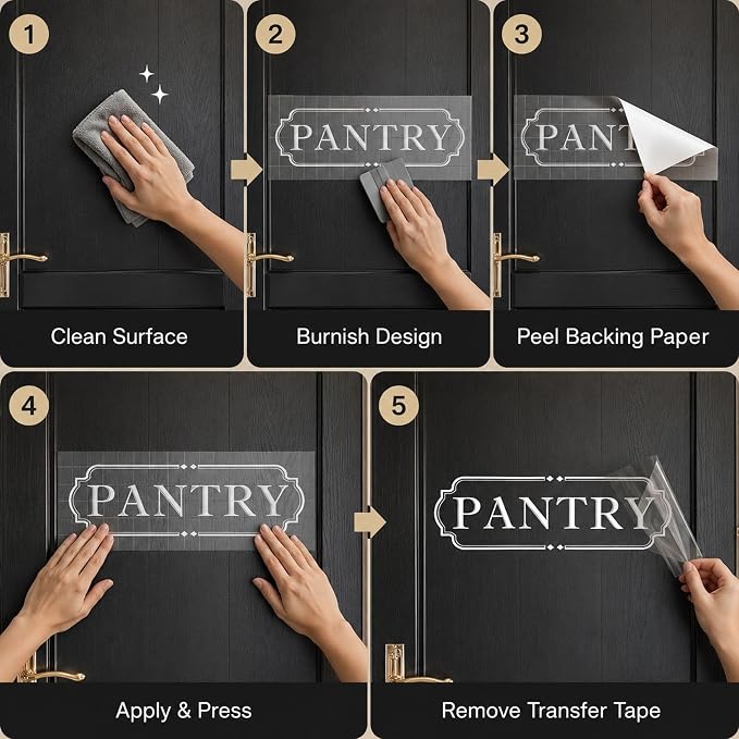 Pantry Door Decal Kitchen: White Vinyl Lettering 18 x 5.5 Inch | 1 white die-cut vinyl decal for pantry doors with transfer tape for smooth surface use - Image 5