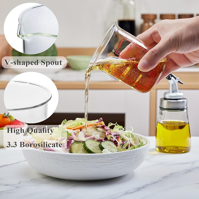 Ackers High Borosilicate Glass Measuring Cup Set with Pour Spout,60ml(2OZ),120ml(4OZ), 250ml(8OZ), 500ml(16OZ), 1000ml(32OZ) Glass Measuring Beaker for Kitchen or Restaurant, Easy to Read - Image 5