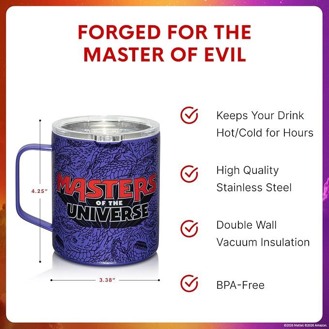 Dragon Glassware x Masters of the Universe Steel Camp Mug, 12 oz - Skeletor | Insulated Stainless Steel Mug for Coffee, Tea, Matcha, Hot Beverages; Official Masters of the Universe 2026 Movie Mug - Image 3