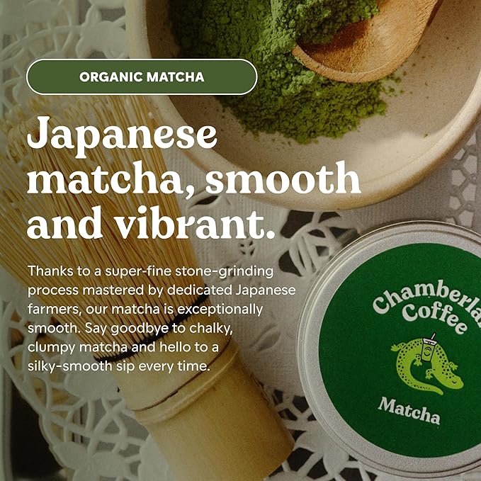Chamberlain Coffee Vanilla Matcha Powder - Ceremonial Grade Matcha Powder with Madagascar Vanilla, Gluten-Free Flavor for Hot and Iced Drinks, Made with Premium Organic Ingredients - 1.06 Oz
