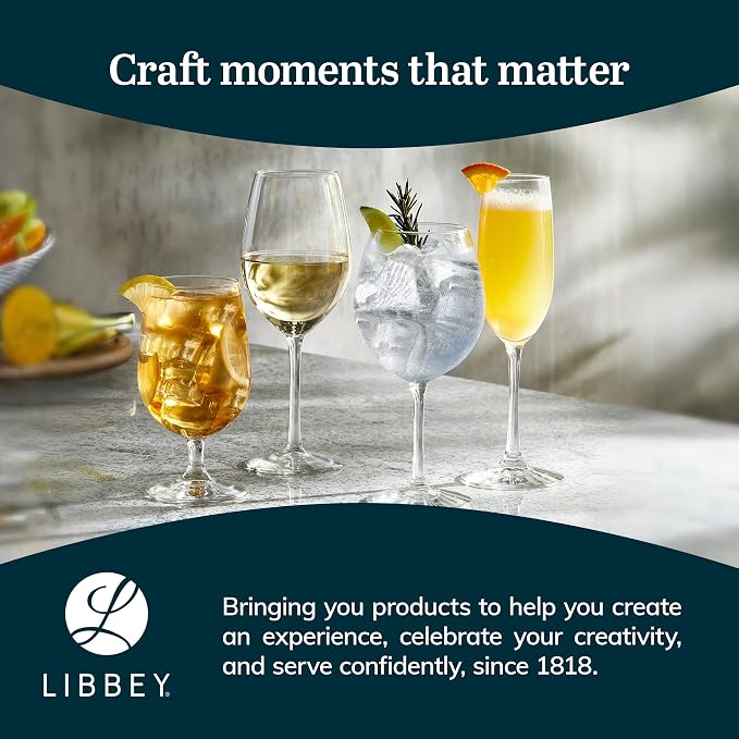 Libbey Entertaining Essentials Stemmed Water Glasses, Clear Multi-Purpose Water Goblet Set of 6, Dishwasher Safe 16 oz Goblet Glasses for Parties - Image 6