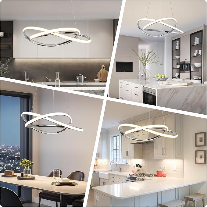 Modern LED Chandelier for Dining Room Pendant Light Fixture 40W | 5CCT/2700K-5000K,Dimmable,For Bedroom,Living Room,Dining Room,Kitchen,Kids Nursery,Home Office - Image 6