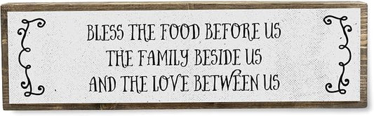 Kitchen Wood Signs (Medium - Wood And Metal, Bless The Food Before Us The Family Beside Us And The Love Between Us) by ANVEVO