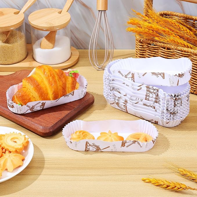 Kichvoe Baking Liners Elegant Chic Pattern Prevents Warping and Breaking and 100pcs Non-stick Paper for High-temperature Resistant Parchment Liner Baking Cups Bread Pizza - Image 9