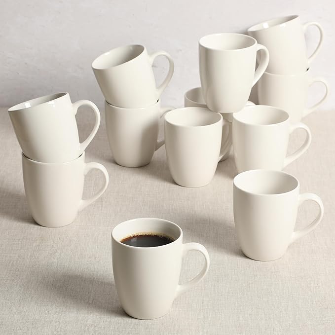Gibson Home Great Essentials 12 Ounce Porcelain Coffee Mugs - Set of 12 - Cups for Latte, Hot Tea, Cappuccino, Mocha, Espresso, Cocoa - Image 4