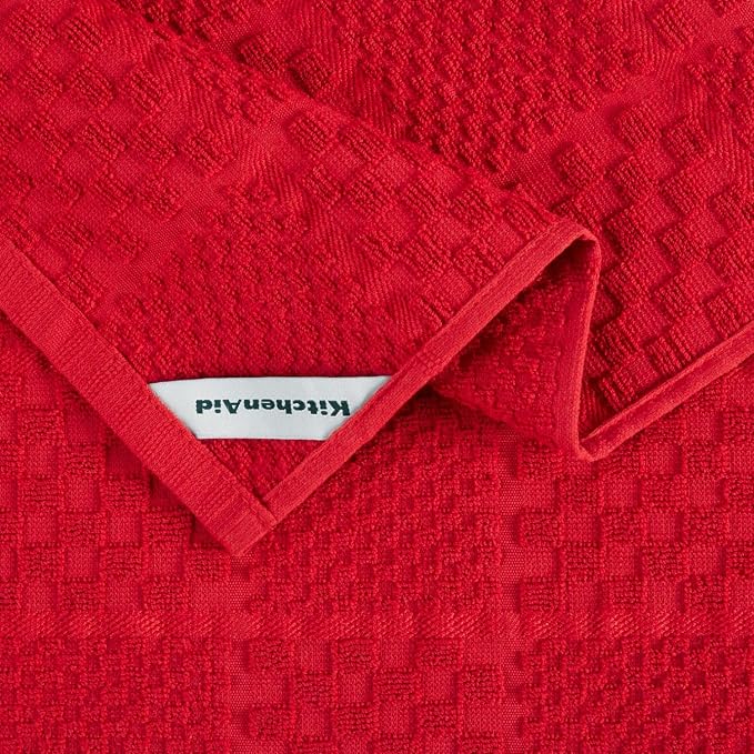 KITCHENAID Quilted Cotton Terry Cloth Oven Mitt, Pot Holder, Kitchen Towel 4-Pack Set, Heat Resistant, Silicone Grip, Gift Set, Passion Red, 16"x26", 7"x13" & 7"x10" - Image 8