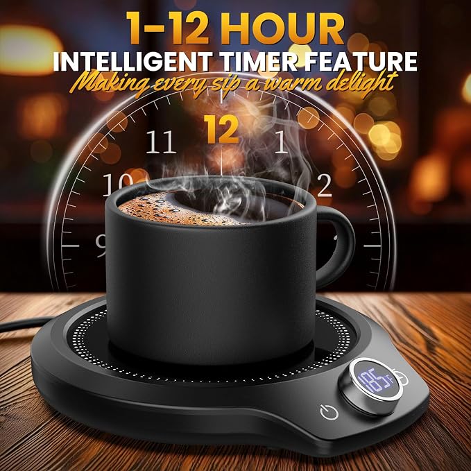 Fast Heating Mug warmer - 4 Temp Settings & 1-12H Timer, Coffee Cup Warmer Plate for Desk Auto Shut Off, LED Display Smart Candle Wax Warmer - Ideal Electric Beverage Warmer Gift for Coffee, Tea, Milk - Image 5