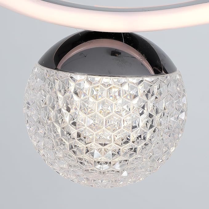 ORANOOR Modern LED Globe Pendant Light, 39inch Dimmable Hanging Chandeliers | 2-Wave Black LED Chandelier Kitchen Pendant Lighting Over Island Dining Room Light Fixtures Ceiling Hanging Over Table,2-Bulb - Image 9