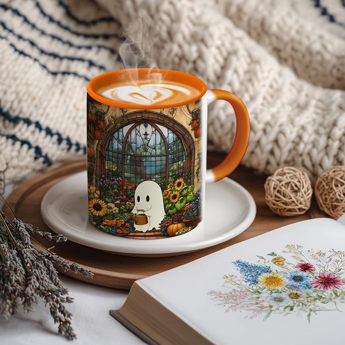 Hyturtle Cute Ghost Plant Mug Gifts For Plant Lovers on Birthday Halloween | Gardener Gift Ideas, Gardening 11oz Coffee Cup for Women, Vivid double-sided print, Comfort grip handle, Premium ceramic - Image 2