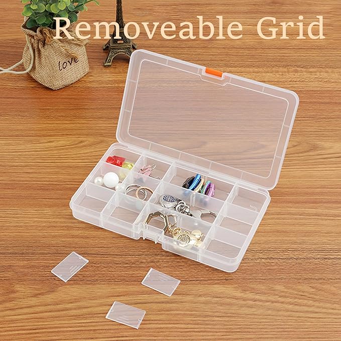 2PACK Extra Thick Bead Organizers, Mini Clear Plastic Storage Box Craft Containers for Nail jewelry rhinestones DIY Supply Case