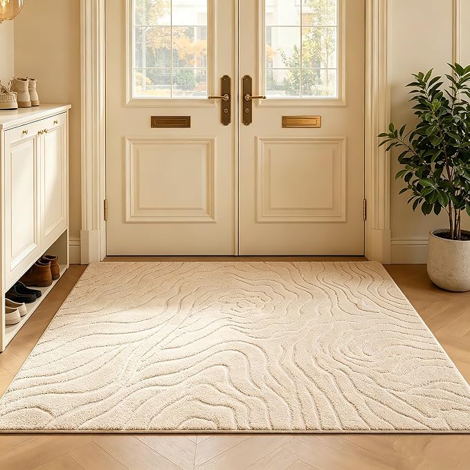 Entrance Mat 3'x5', Boho Indoor Doormat for Porch, Abstraction | Soft Cozy Fluffy Mid Pile Machine Washable Non Slip Accent Rug for Entryway Front Door Sink Indoor Entrance Bathroom by Ukeler