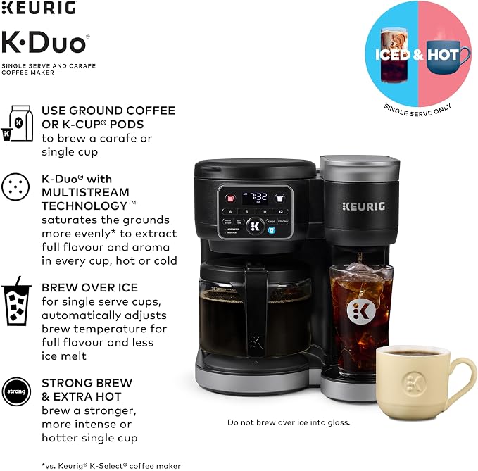 Keurig K-Duo Single Serve K-Cup Pod & Carafe Coffee Maker, Black - Image 2