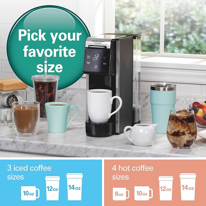 Hamilton Beach FlexBrew Advanced 4-in-1 Single Serve Coffee Maker | Hot & Iced Coffee Maker | Removable 45 oz. Reservoir | Uses Pod Packs & Grounds | Fast Brewing | Black - Image 8