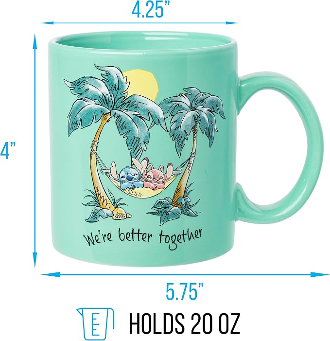 Silver Buffalo Disney Lilo and Stitch Better Together, Ceramic Mug, 20oz | Angel, We're, 0.59 Liters - Image 2