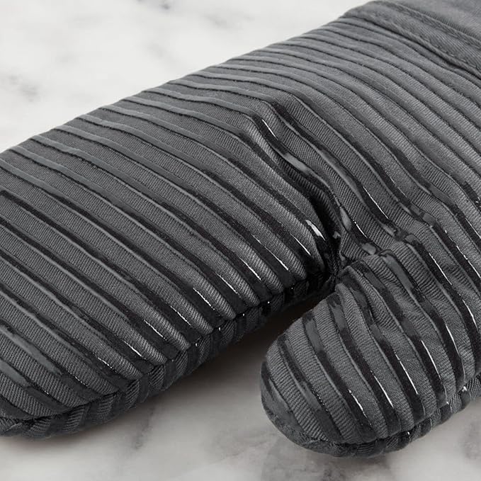 KitchenAid Quilted Cotton Terry Cloth Oven Mitt, Pot Holder, Kitchen Towel 4-Pack Set, Heat Resistant, Silicone Grip, Gift Set, Charcoal Grey, 16"x26", 7"x13" & 7"x10" - Image 4