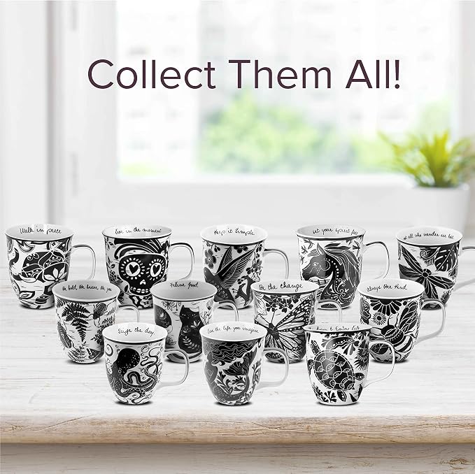 Karma Gifts 16 oz Black and White Boho Mug Sea Turtle - Cute Coffee and Tea Mug - Ceramic Coffee Mugs for Women and Men, 1 Count (Pack of 1) - Image 7