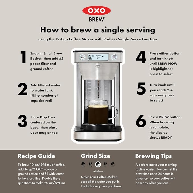 OXO Brew 12-Cup Coffee Maker With Podless Single-Serve Function,Silver - Image 10