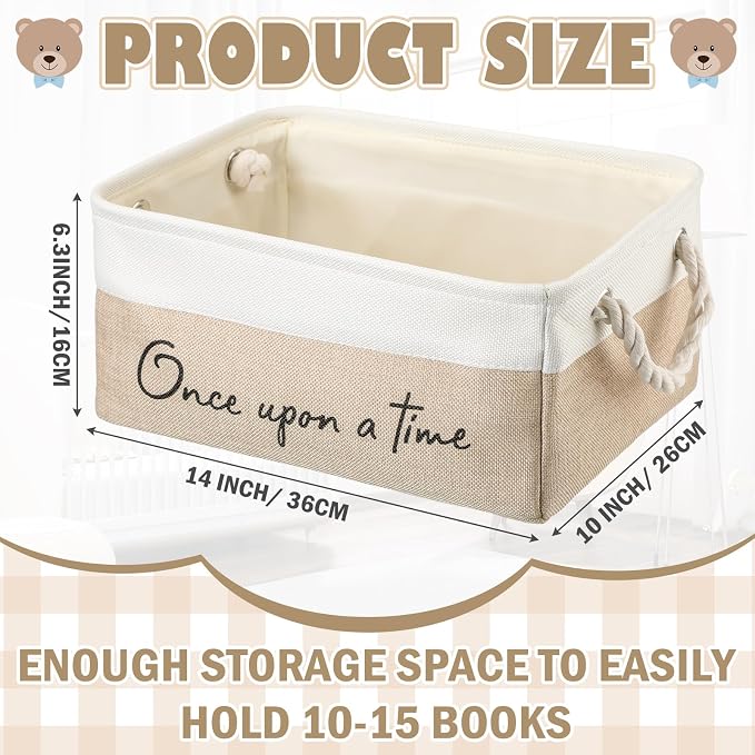 Marsui Book Lover Gifts Once Upon a Time Book Storage Basket Bin Bookish Accessories Bookworm & Librarian Gift for Club Members Student Teacher Reading Accessories - Image 2
