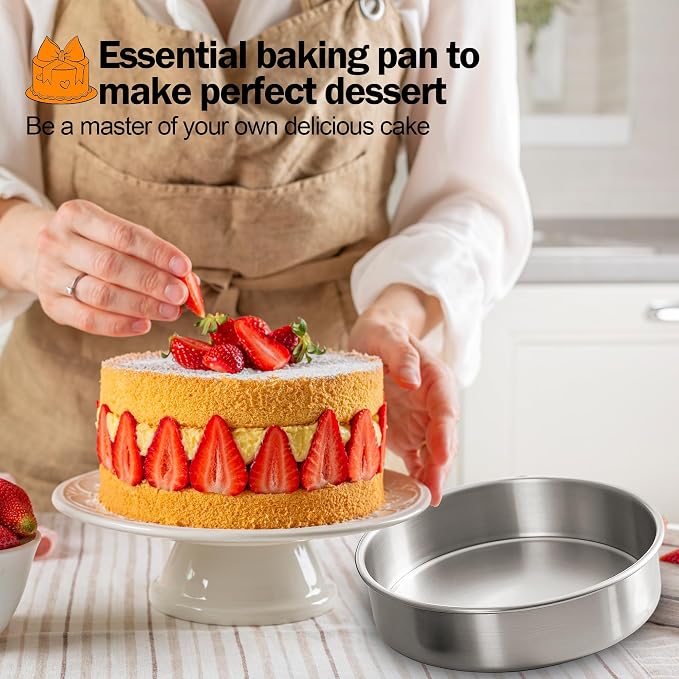 6 Inch Cake Pans Set of 3 with 100 Pieces Parchment Paper | Stainless Steel Baking Pan For Layered Cakes, Smash Cake Pans Mirror Finish Dishwasher Safe Small Cake Pan Set Cake Mold - Image 6