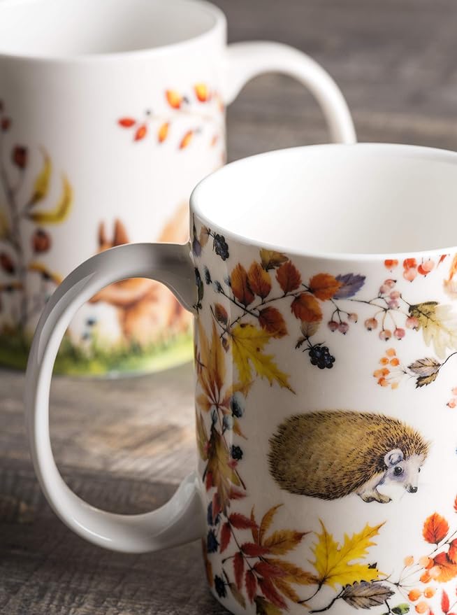 Maison d' Hermine Coffee Mug with Handles Tea Cups (15 Ounce, Pack of 2) | Fine Bone China Coffee Mugs for Hot Beverages Cappuccino Latte Home Restaurant Hotel Spring Summer -Sous-Bois - Image 7