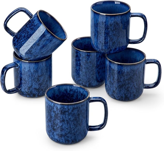 vancasso STARRY Coffee Mugs Set, 12 oz Ceramic Coffee Cups for Latte Hot Tea Cappuccino Cocoa Milk Stoneware Cups Set of 6, Dishwasher & Microwave Safe, Blue by vancasso