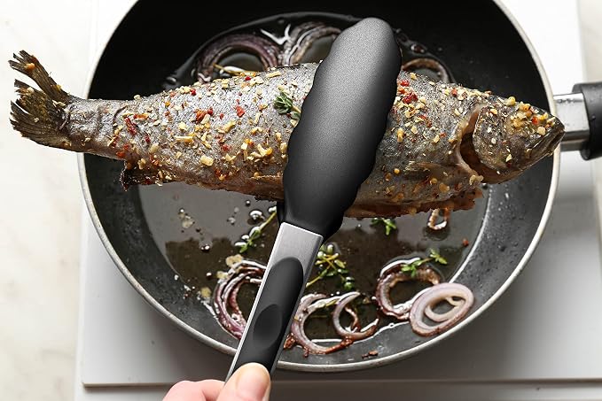 2 Pack Silicone Kitchen Tongs, 9 & 12 Inch, Stainless Steel, Black - Image 9