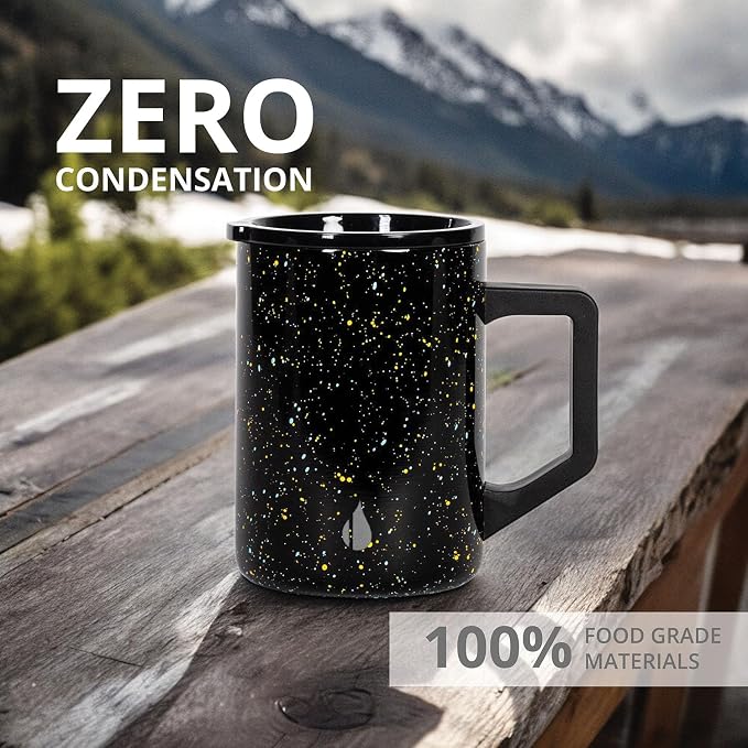 Elemental Insulated Coffee Mug - Triple-Wall Stainless Steel Summit Travel Cup for Hot and Cold Drinks - Thermal Coffee Mug with Lid and Handle for Camping, Office & Travel 16oz - Black Speckle - Image 6