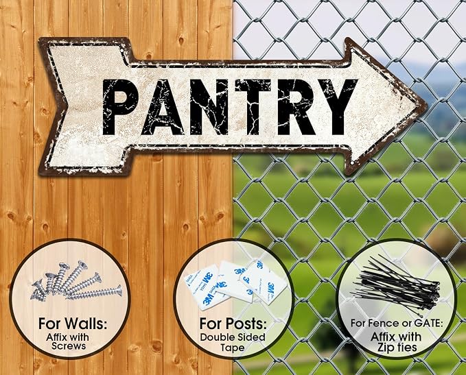 Mukuko Pantry Sign Pantry Metal Wall Decor for Home Kitchen Restaurant Coffee Shop Store Modern Farmhouse Wall Decor Housewarming Gift, 6" x 18" Arrow Metal Tin Sign - Image 4