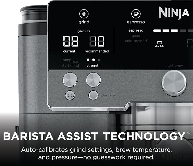 Ninja Luxe Café Premier Espresso & Rapid Cold Brew, Gunmetal, ES601GM | Drip Coffee, Built-in Coffee Grinder, Hands-Free Milk Frother, Assisted Tamper for Cappuccinos & Lattes - Image 4