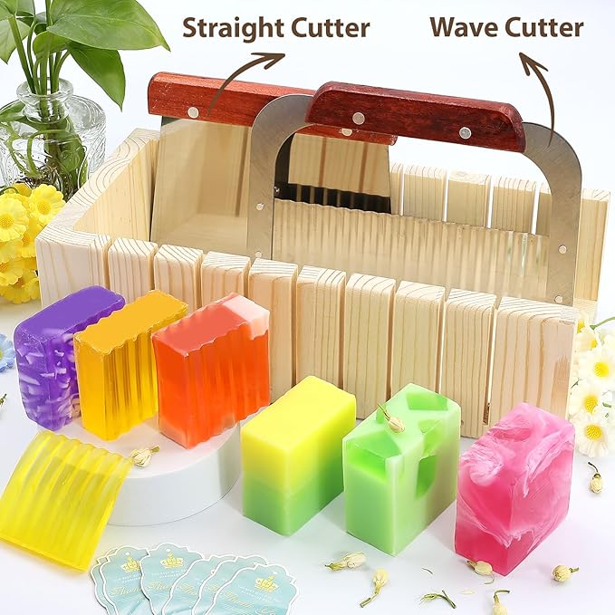 WhizToys Soap Making Kit Supplies, Crafts Kits for Adults and Kids, DIY Beginners Kit Containing Silicone Mold, Soap Cutter and Shea Butter Base, Fragrances and Gifts Cards