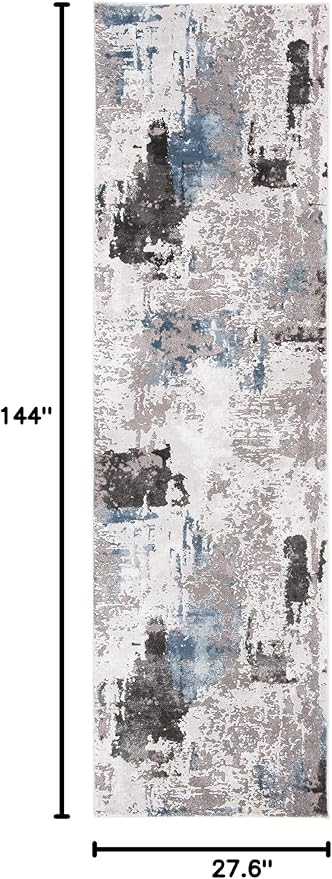 SAFAVIEH Craft Collection Runner Rug - 2'3" x 12', Grey & Blue, Modern Design, Non-Shedding & Easy Care, Ideal for High Traffic Areas in Living Room, Bedroom (CFT820F) - Image 2