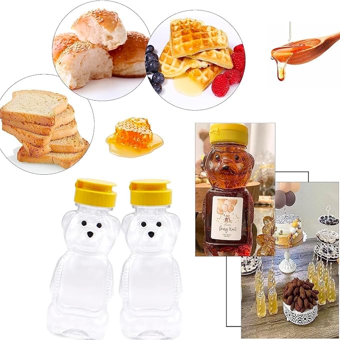 Yellow 8 Oz Plastic Bear Honey Bottle Jars, Empty Honey Squeeze Bottle with Flip-top Lid for Storing and Dispensing, Yellow Flap Caps for Storing and Dispensing Garlic Presses,Storage and Organization - Image 7