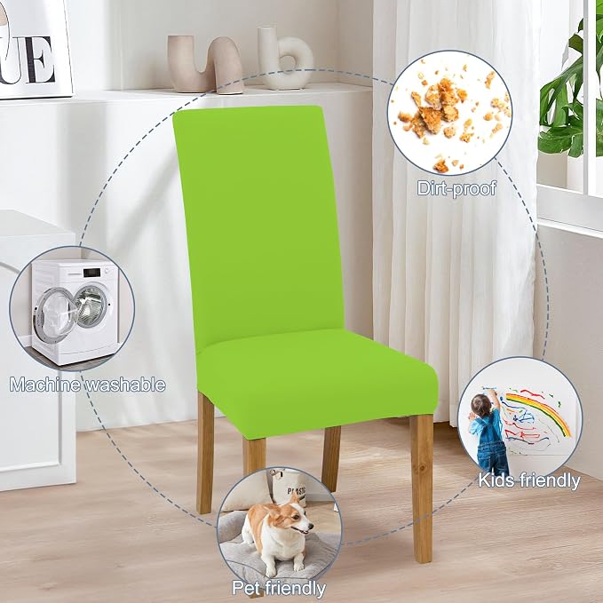 Dining Chair Covers, Stretch Seat Covers, Washable Furniture Protector | 4 Pack, Washable, Stretch Fit, Soft, Non Slip, Dining Chair Covers, Seat Protector, Furniture Cover,Easy Clean - Image 6