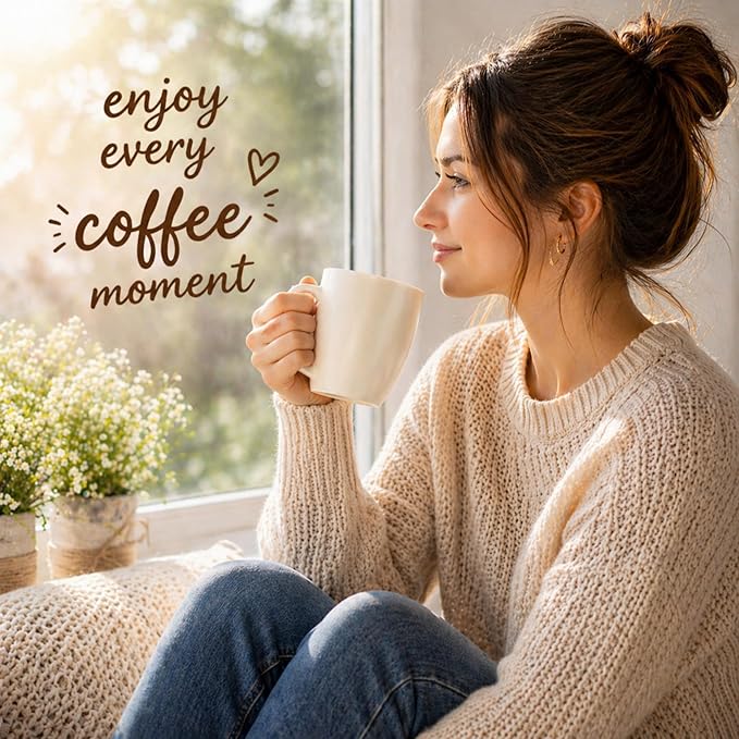 AmorArc 16 oz Coffee Mugs Set of 6, Large Ceramic Coffee Cups-Light Beige | Classic Coffee Mugs Set for Men,Women,Tea/Latte/Cappuccino/Cocoa. Dishwasher&Microwave Safe- - Image 5