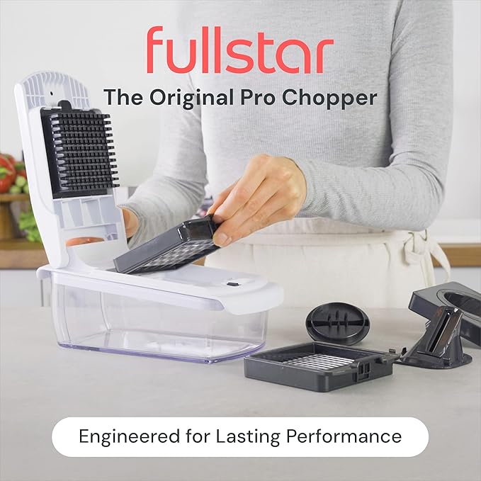 Fullstar Pro Original Vegetable Chopper & Spiralizer, Kitchen Prep Tool | 4 in 1 Veggie Slicer, Onion & Fruit Cutter with Sharp Stainless Steel Blades & Container, All-in-One Food Prep Tool (White) - Image 2