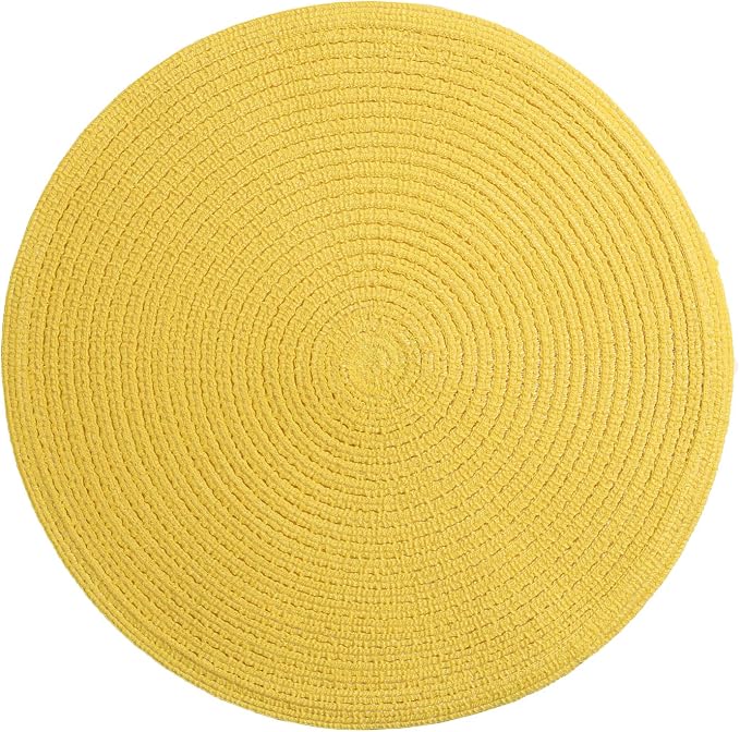 SHACOS Round Braided Placemats Set of 4 Washable Kitchen Table Place Mats Doilies Table Mats for Home Wedding Party Dining Table Decor (Yellow, 4) - Image 7