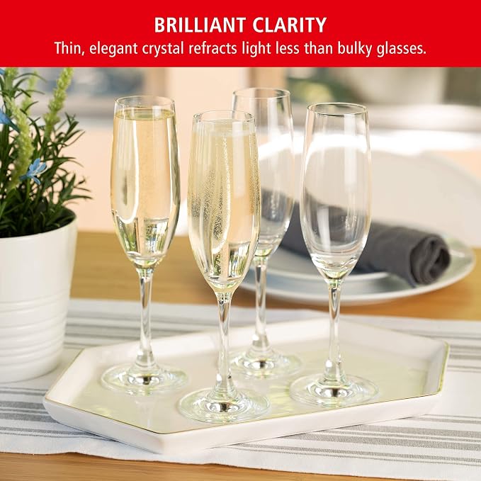 Spiegelau Wine Lovers Champagne Flutes, Elegant Crystal Champagne Glasses Gift Set, Perfect for Prosecco, Sparkling Rose, Mocktails, Home Bar Accessories, Housewarming, Wedding Gifts, 6.7 oz, Set of 4 - Image 3
