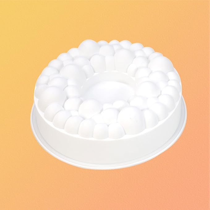 X-Haibei Big Bubbles Round Cake Pan - 9 Inch Hollow Silicone Mold for Gelatin, Jello, Pudding, Chocolate Baking - Heavy Duty & Flexible Design