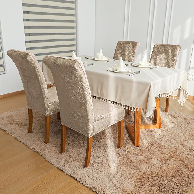 FORCHEER Chair Covers for Dining Chairs Set of 4,Velvet Beige Stretch Dining Room Chair Cover Kitchen Parsons Chair Slipcovers (Pack of 4, Velvet Beige) - Image 8