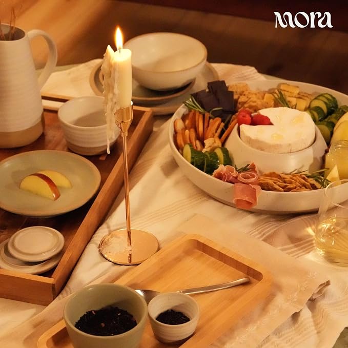 MORA Ceramic Chips and Dip Serving Tray: Large Divided Party Bowl Set for Chips & Salsa, Veggies & Dip, Fruit, Snacks, Entertaining, Hosting, etc. Minimalist Design for the Modern Hostess - Oat - Image 8